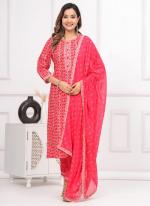 Cotton Red Casual Wear Embroidery Work Readymade Salwar Suit